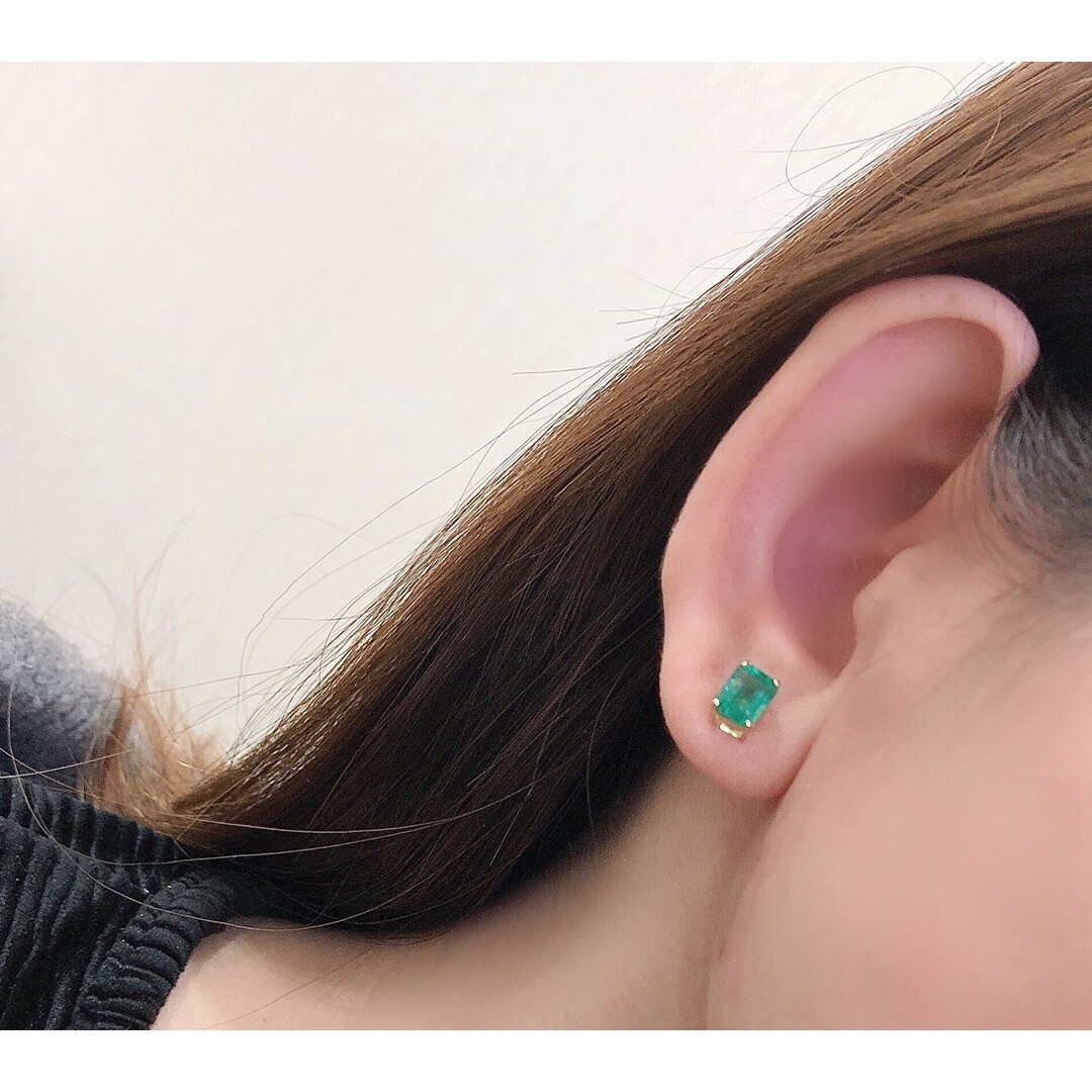 【セール価格】エメラルドピアス2ct　k18