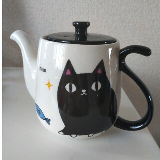 黒猫　急須&カルディ猫の日オリジナルガラスキャニスター(容器)