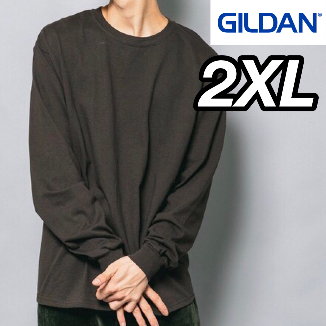 GILDAN(ギルタン)の新品未使用 ギルダン 6oz ウルトラコットン 無地 ロンT ブラウン 2XL メンズのトップス(Tシャツ/カットソー(七分/長袖))の商品写真