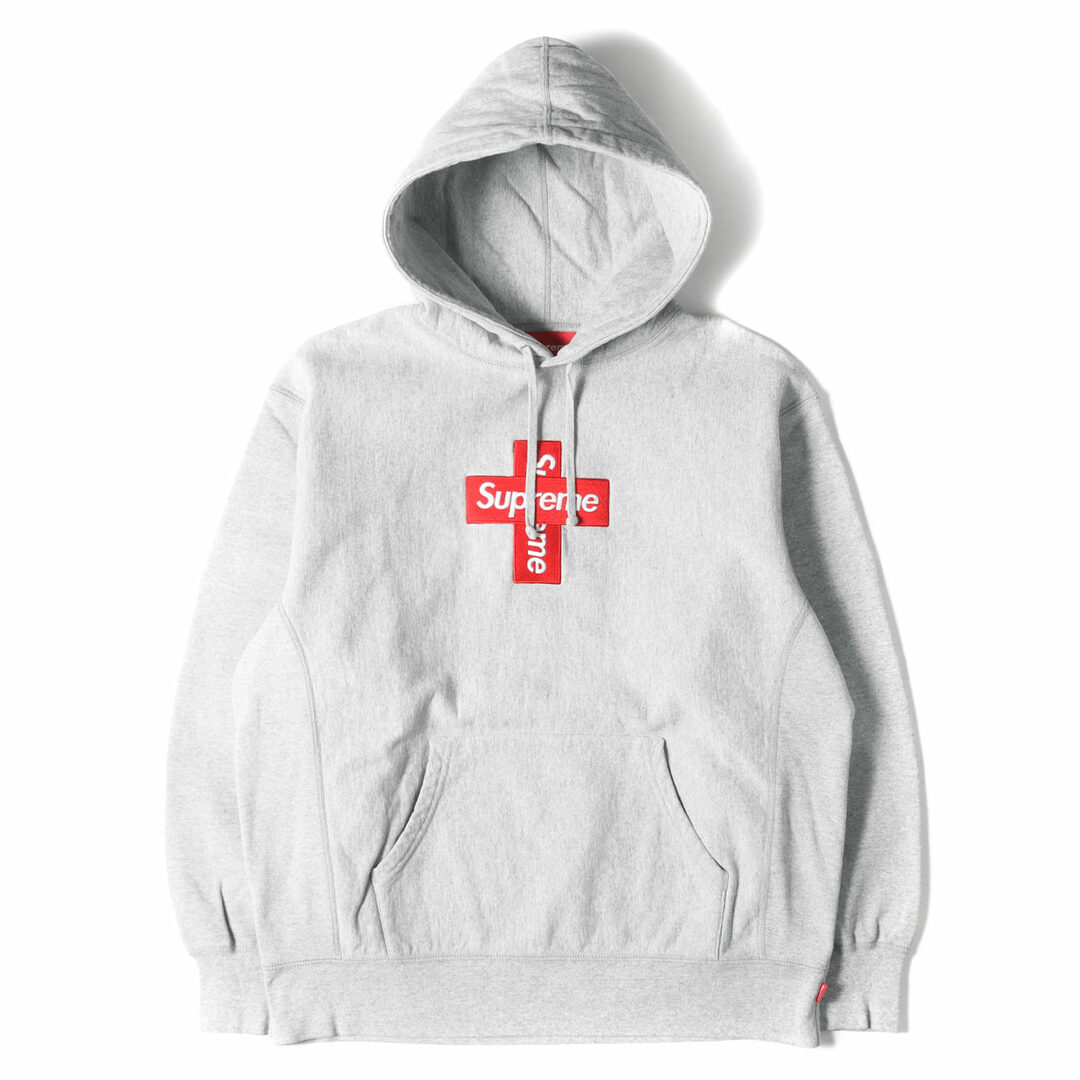 supreme cross boxlogo パーカー　グレー　M