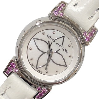 ルイヴィトン(LOUIS VUITTON)の　ルイ・ヴィトン LOUIS VUITTON タンブール　ビジュ　ホワイトシェル Q151I ステンレススチール 革ベルト クオーツ レディース 腕時計(腕時計)