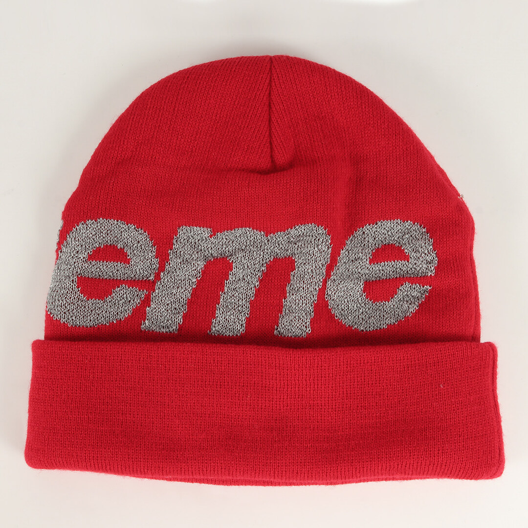 SUPREME シュプリーム 18AW Reflective Big Logo Beanie リフレクティブビックロゴニットビーニー 帽子 レッド