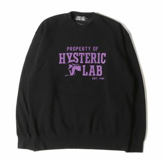 ヒステリックグラマー(HYSTERIC GLAMOUR)のHYSTERIC GLAMOUR ヒステリックグラマー スウェット サイズ:XL 22SS HYSTERIC LAB ガール ロゴ ストレッチ スウェットシャツ 02223CS07 トップス トレーナー プルオーバー 裏起毛 裏フリース ブラック 黒 日本製【メンズ】【中古】【美品】(スウェット)