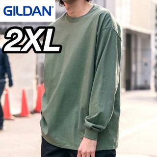 ギルタン(GILDAN)の新品未使用 ギルダン 6oz ウルトラコットン 無地 ロンT ミリタリー 2XL(Tシャツ/カットソー(七分/長袖))