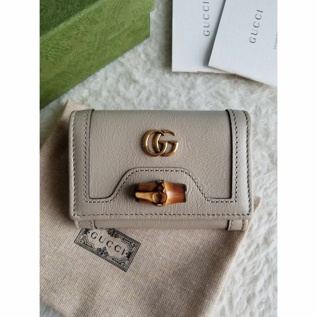 GUCCI グッチ バンブー付 ミディアム ウォレット 3つ折り財布 ベージュ | フリマアプリ ラクマ