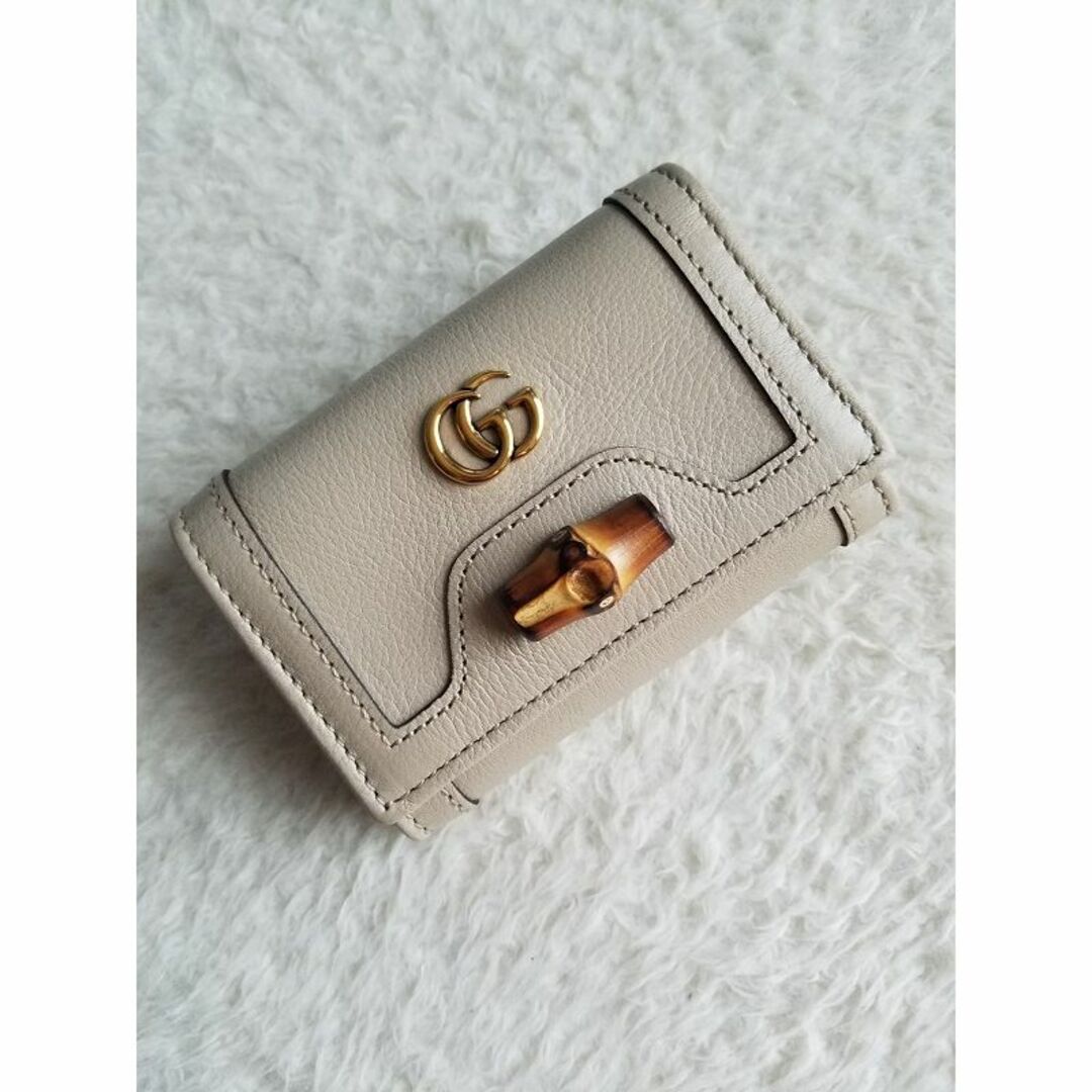 GUCCI グッチ バンブー付 ミディアム ウォレット 3つ折り財布 ベージュ