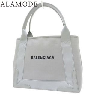 バレンシアガ(Balenciaga)のBALENCIAGA(バレンシアガ) ネイビー カバ スモール トートバッグ NAVY CABAS S ハンド キャンバス カーフ グレー灰 シルバー金具 339933 2HH3N 1161 レディース 40601106084【中古】【アラモード】(トートバッグ)