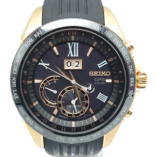 セイコー(SEIKO)のSEIKO セイコー アストロン GPSソーラー 腕時計 ゴールド ブラック文字盤 SS セラミック SBXB153 8X42-0AE0-3 多針 カレンダー  メンズ 【中古 ABランク】☆送料無料☆ 当店通常価格99,800円(腕時計(アナログ))