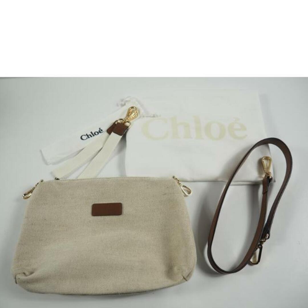 <br>Chloe クロエ/2way/マザーズトートバッグ ロゴキャンバス/白x茶/C90393/ブランドバック/ABランク/79