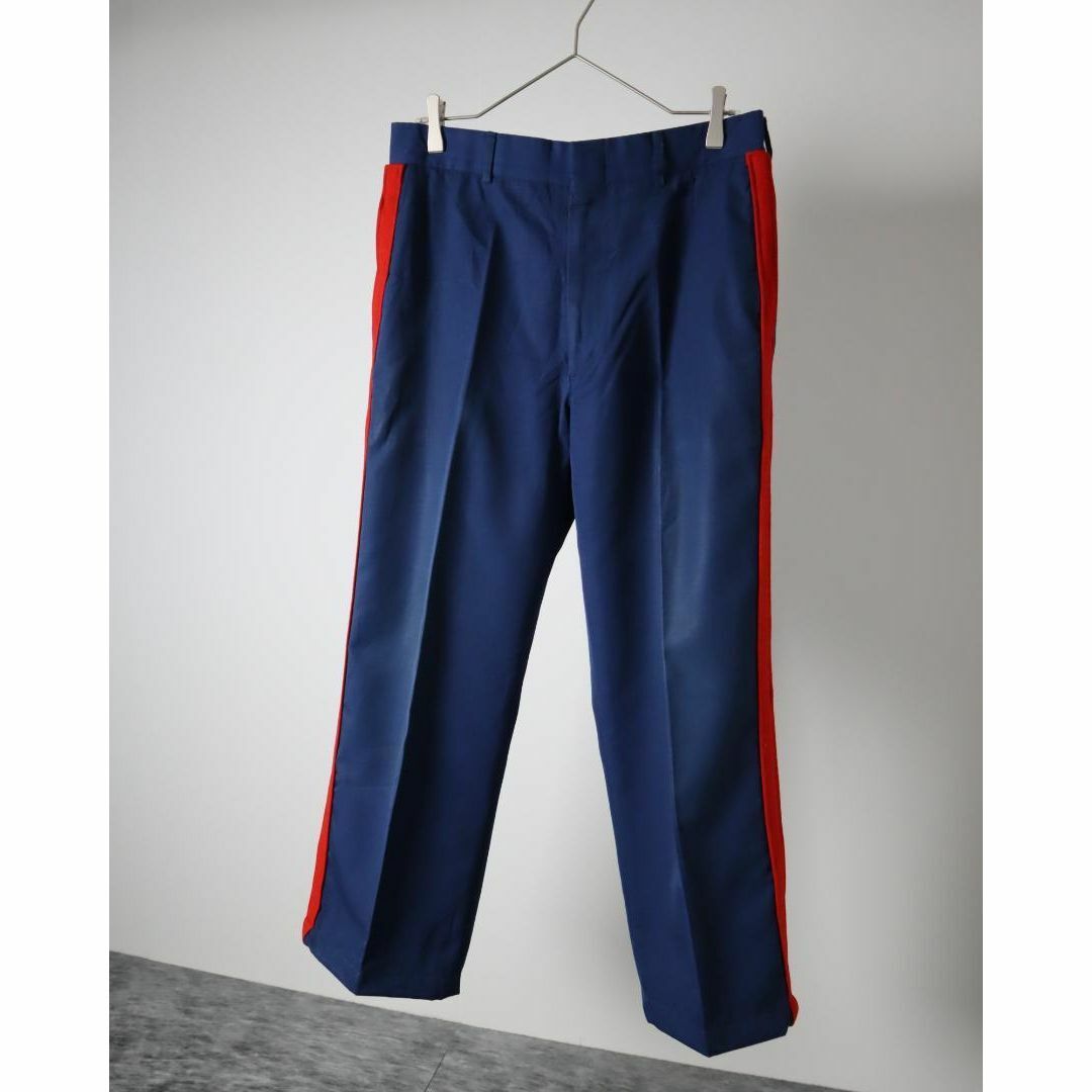 ART VINTAGE(アートヴィンテージ)の【vintage】サイドライン デザイン バイカラー ウール スラックス 青 赤 メンズのパンツ(スラックス)の商品写真