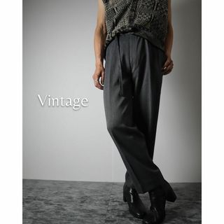 アートヴィンテージ(ART VINTAGE)の【vintage】2タック ワイド とろみ スラックス 光沢 グレー W33(スラックス)