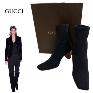 グッチ(Gucci)のGUCCI VINTAGE ITALY製 ストレッチ ショートヒールブーツ 35(ブーツ)