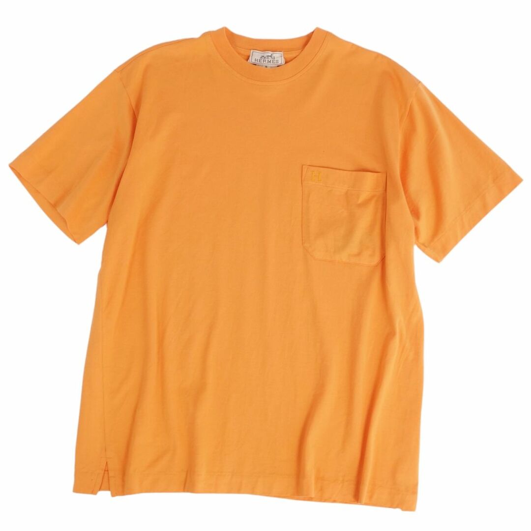 約64cm身幅エルメス HERMES Tシャツ カットソー 半袖 ショートスリーブ Hロゴ刺繍 トップス メンズ S オレンジ