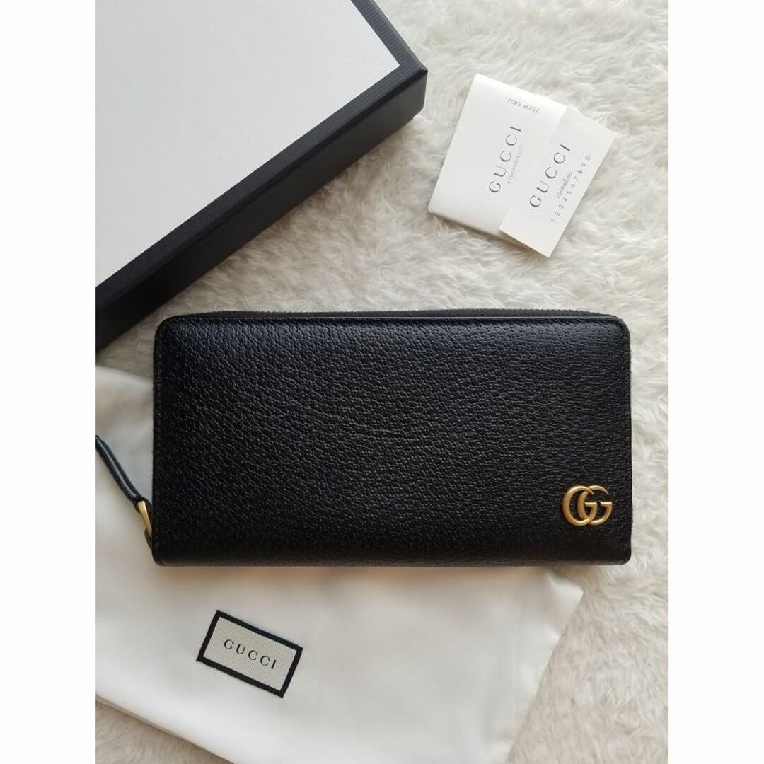 Gucci - GUCCI グッチ GGマーモント レザー ジップ 長財布 ブラックの