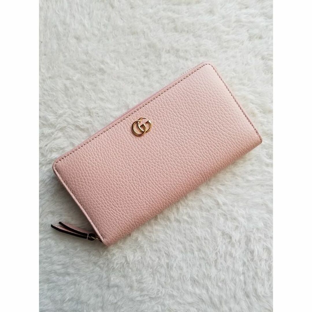 Gucci(グッチ)のGUCCI グッチ プチマーモント ラウンドファスナー 長財布 ライトピンク レディースのファッション小物(財布)の商品写真