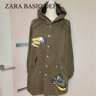 ザラ(ZARA)のZARA BASIC DEPT カーキ フード付きスタッツモッズコート Mサイズ(モッズコート)