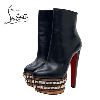 クリスチャンルブタン(Christian Louboutin)の未使用 クリスチャンルブタン Christian Louboutin ブーツ ショートブーツ スタッズ プラットフォーム レザー ブラック 黒(ブーツ)