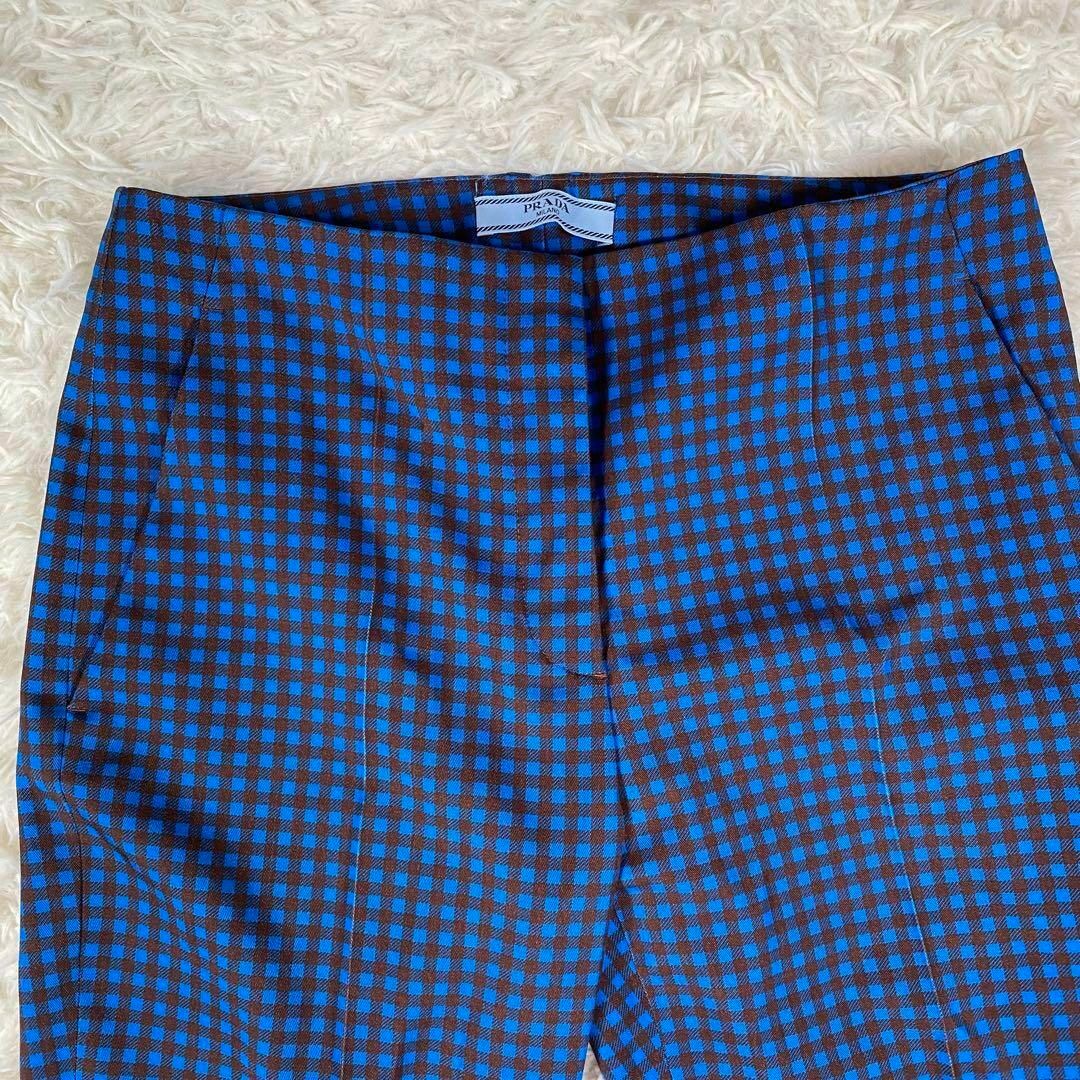 美品 PRADA プラダ チェック柄 クロップド パンツ