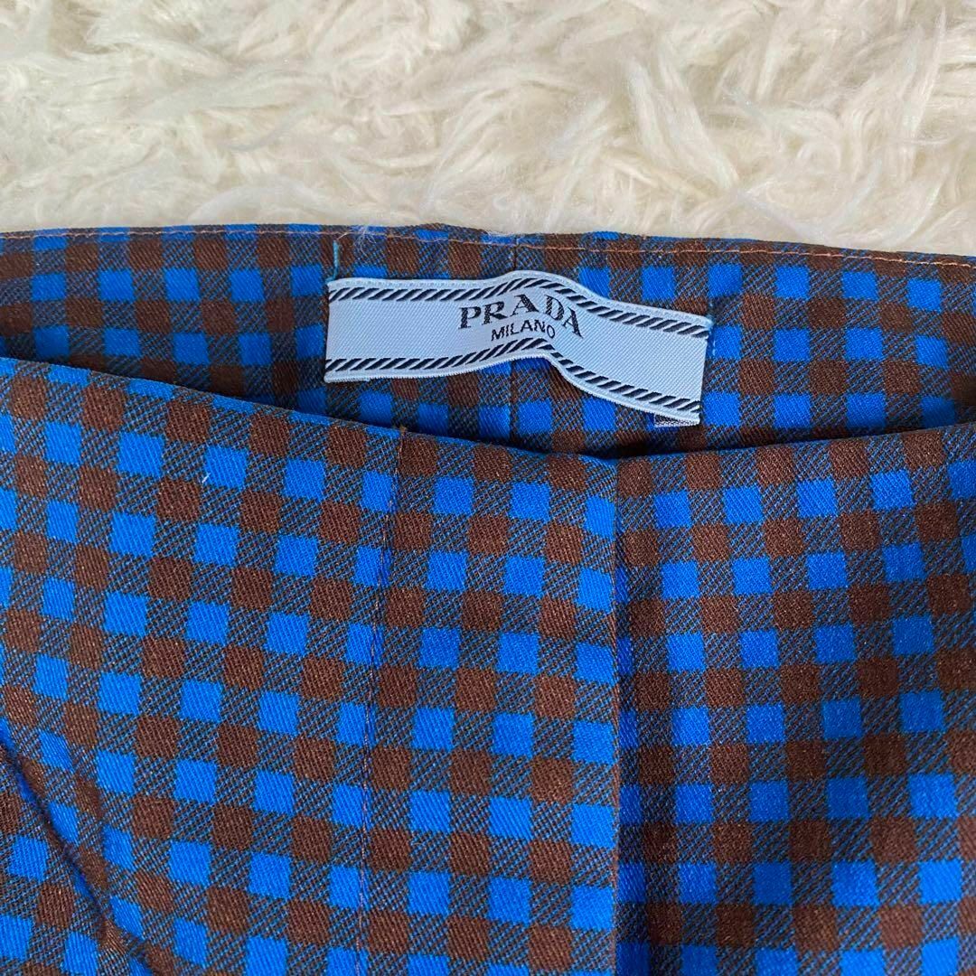 美品 PRADA プラダ チェック柄 クロップド パンツ