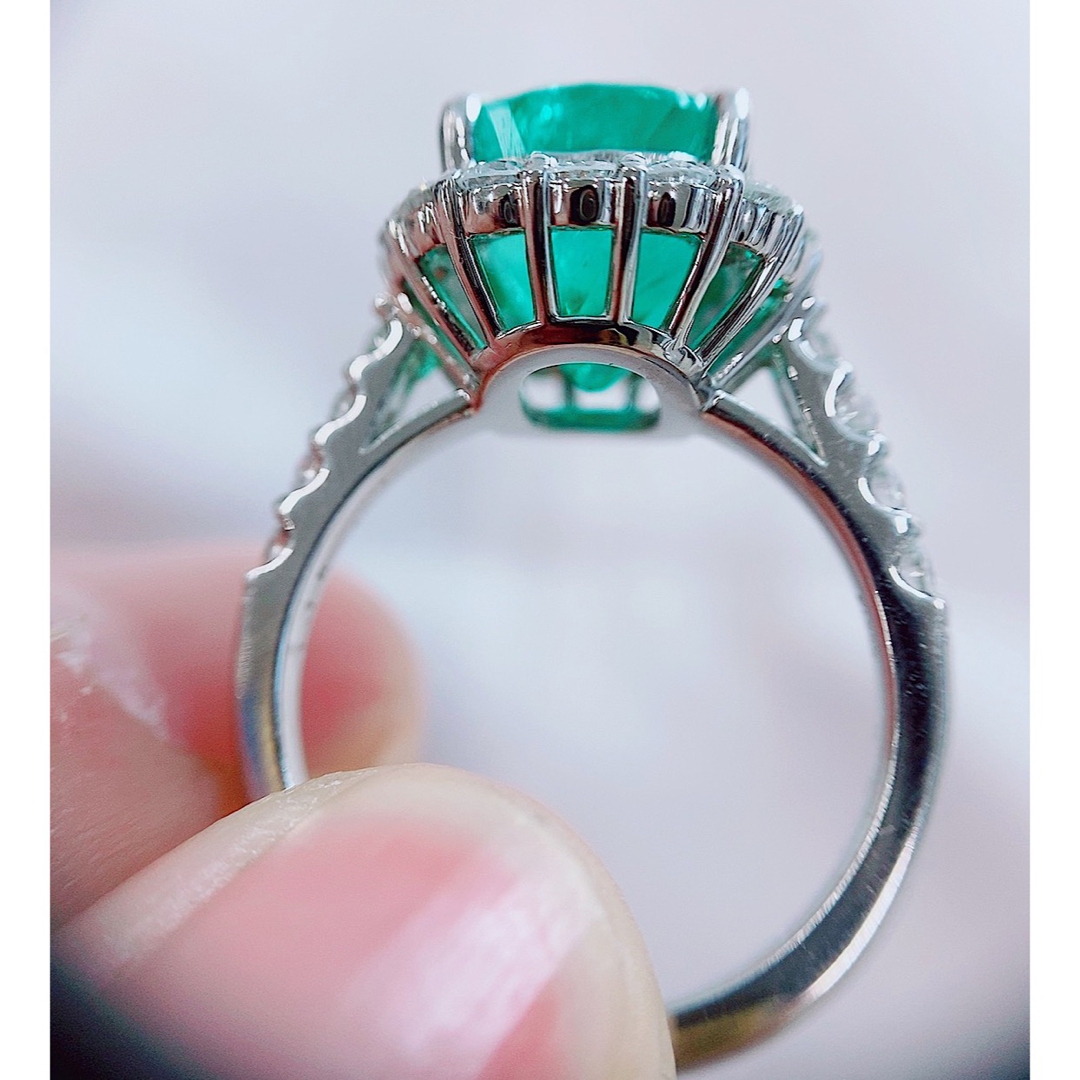 8.8g★4.74ct★✨エメラルド1.15ctダイヤモンドプラチナリング指輪 レディースのアクセサリー(リング(指輪))の商品写真