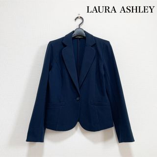 【未着用】LAURA ASHLEY コットン ダブル風ジャケット 濃紺 11号