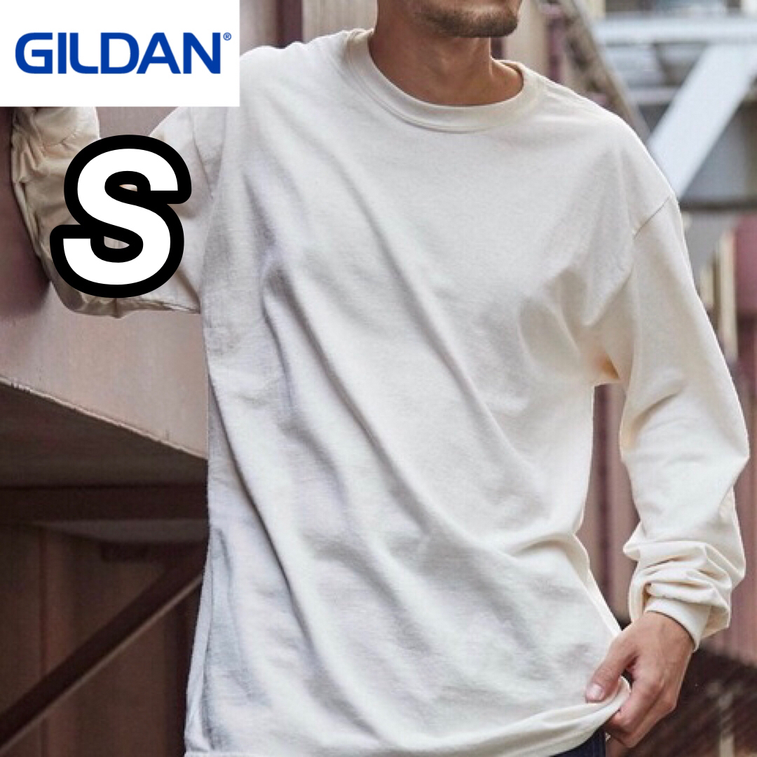 GILDAN(ギルタン)の新品未使用 ギルダン 6oz ウルトラコットン 無地 ロンT ナチュラル S メンズのトップス(Tシャツ/カットソー(七分/長袖))の商品写真