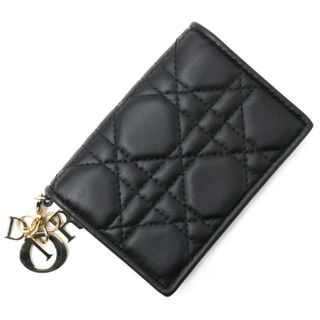 Christian Dior クリスチャンディオール LADY DIOR フラップ カードホルダー 名刺入れ ブラック S0011ONMJ_M900 レディース【中古】【美品】