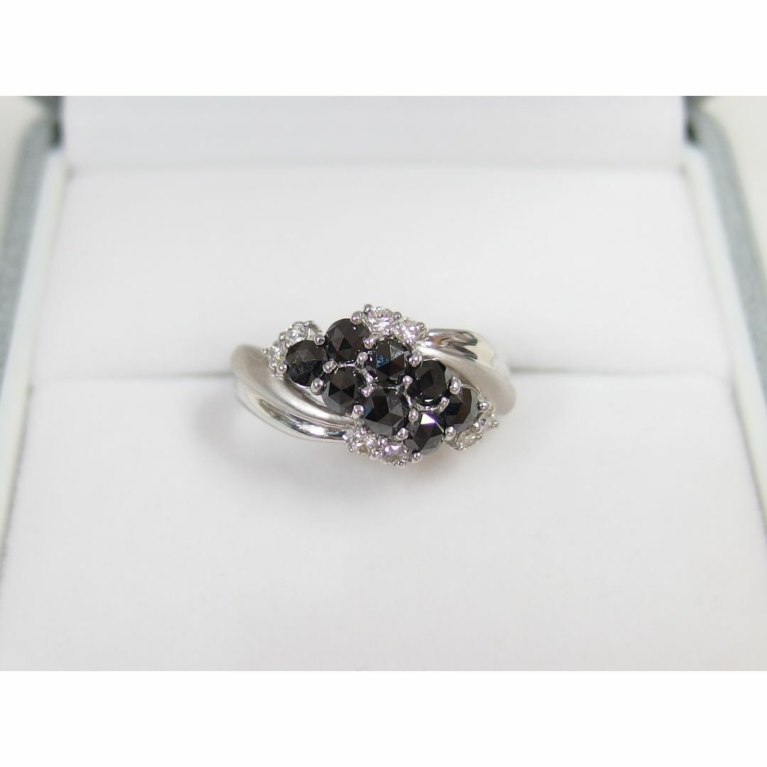 K18WG 黒石0.72ct ダイヤ0.15ct リング 10号 レディースのアクセサリー(リング(指輪))の商品写真