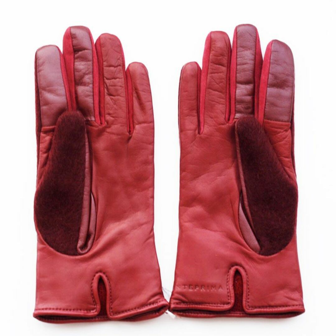 ANTEPRIMA(アンテプリマ)の新品 レディ Sサイズ 革 異素材 レッド リボン アンテプリマ 手袋 レディースのファッション小物(手袋)の商品写真