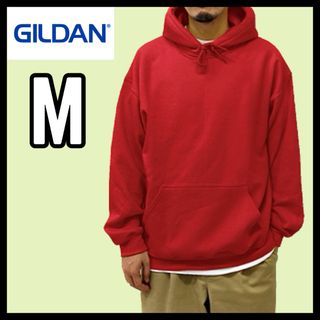 ギルタン(GILDAN)の新品未使用 ギルダン 8oz プルオーバー 無地パーカー裏起毛 赤 M(パーカー)