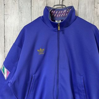 【adidas】90s希少セットアップ人気トラックジャケットMパープル紫刺繍ロゴ