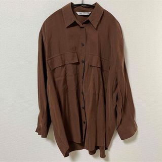 ザラ(ZARA)のZARA シャツ　ブラウン　茶色(シャツ/ブラウス(半袖/袖なし))