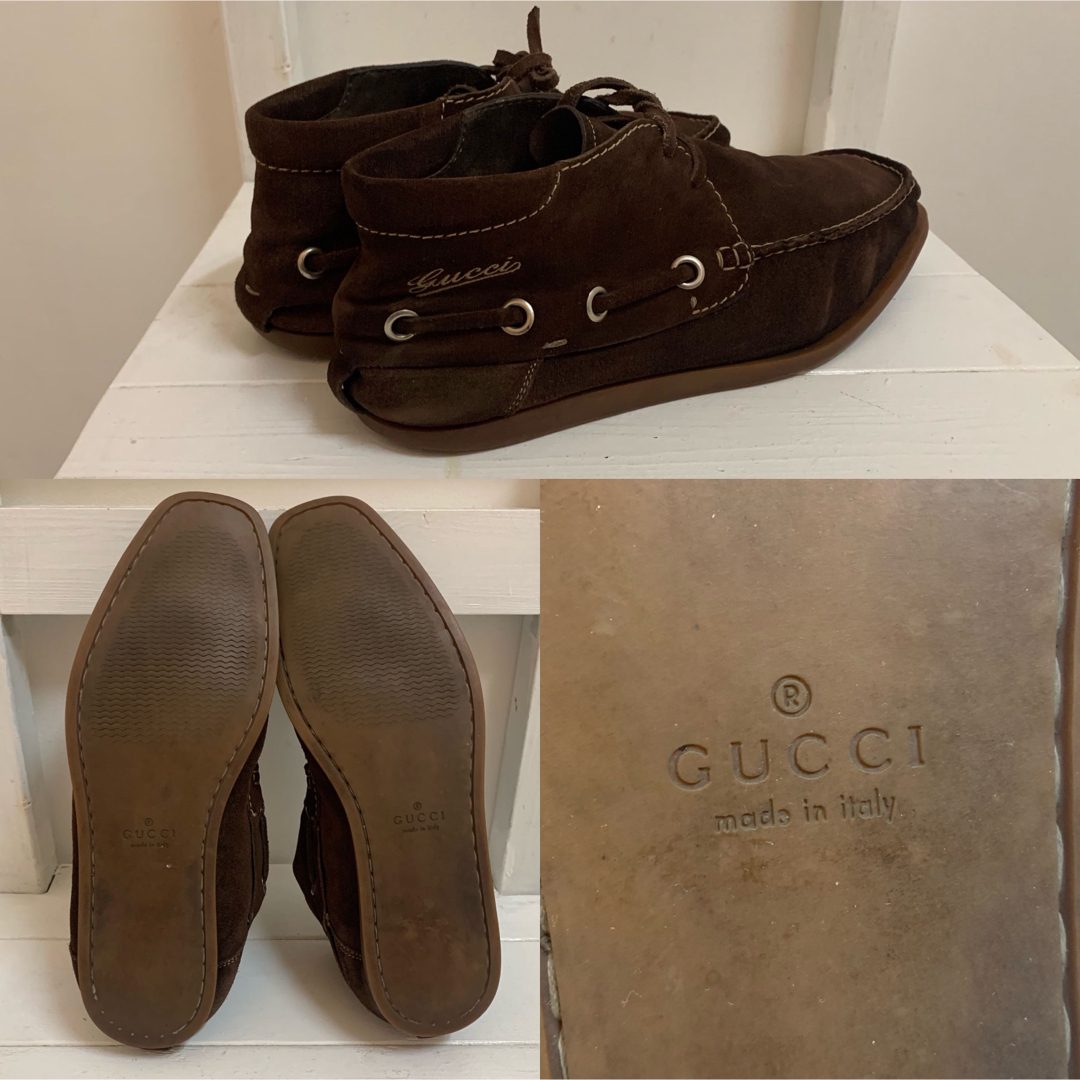 Gucci(グッチ)のGUCCI グッチ ITALY製 モカシンチャッカレザーブーツ ブラウン 43E メンズの靴/シューズ(ブーツ)の商品写真