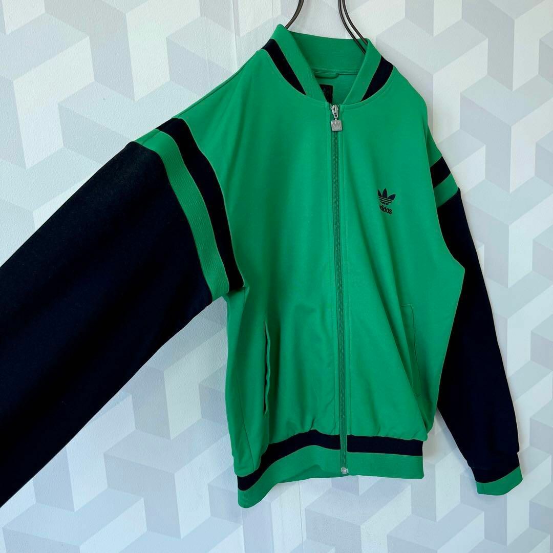 【00s アディダス】サイズL刺繍ロゴ バイカラー トラックジャケット 緑