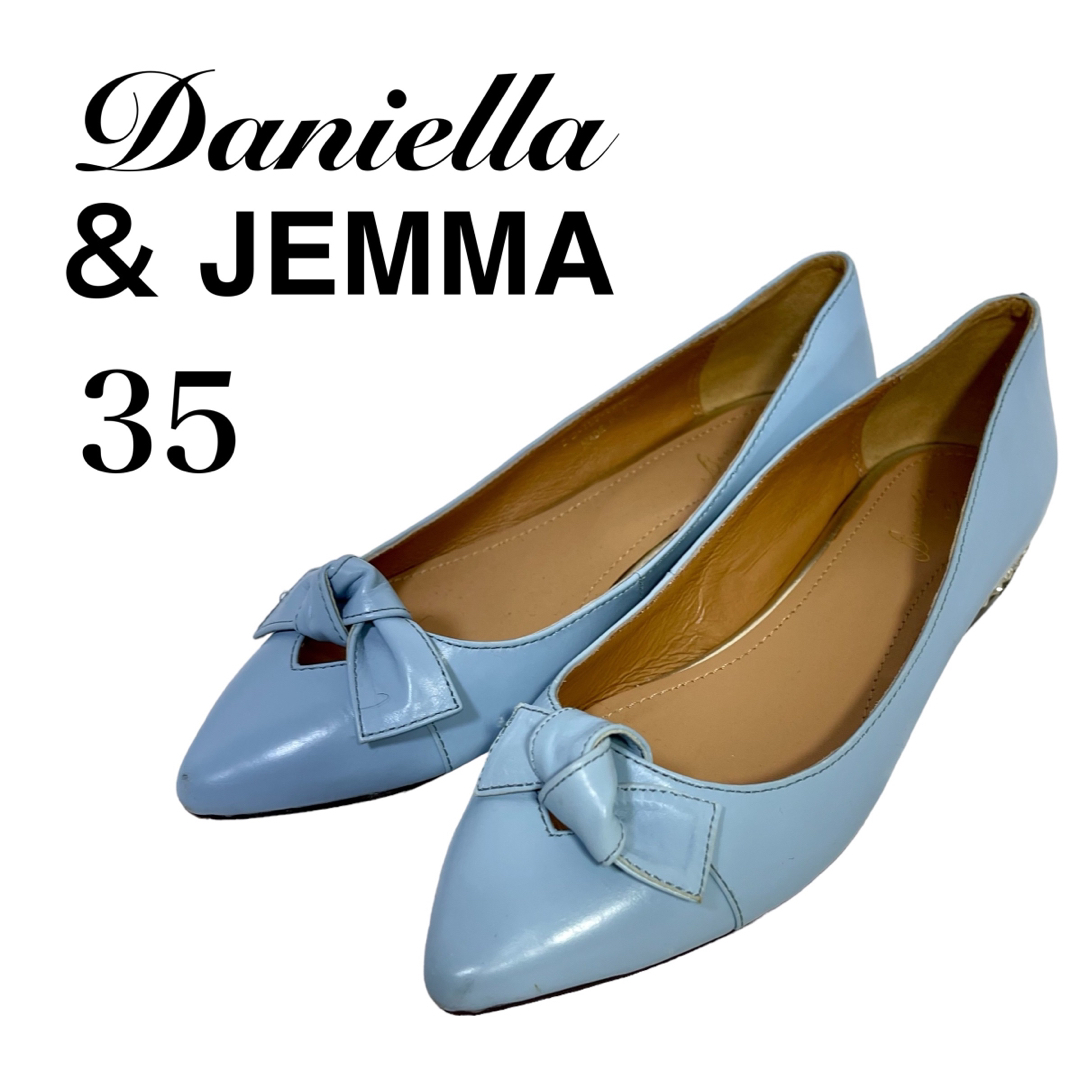 Daniella&GEMMA(ダニエラアンドジェマ)の【美品】定価22,000円 ダニエラアンドジェマ 水色 ローヒールパンプス レディースの靴/シューズ(ハイヒール/パンプス)の商品写真