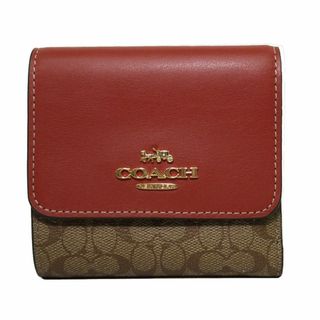 ★ 完売カラー 新品 COACH コーチ 三つ折り財布 トゥルーレッド 赤色