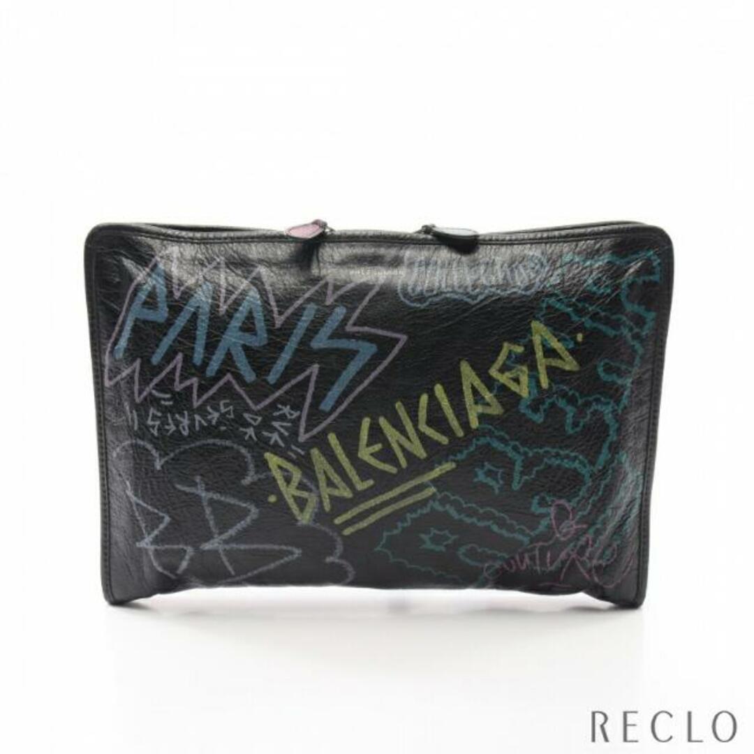 Balenciaga(バレンシアガ)のグラフィティ バザール クラッチバッグ レザー ブラック マルチカラー レディースのバッグ(クラッチバッグ)の商品写真