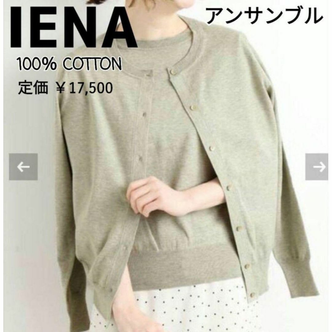 イエナ アンサンブル コットン グリーン IENA カーディガン 綿 フリー F-