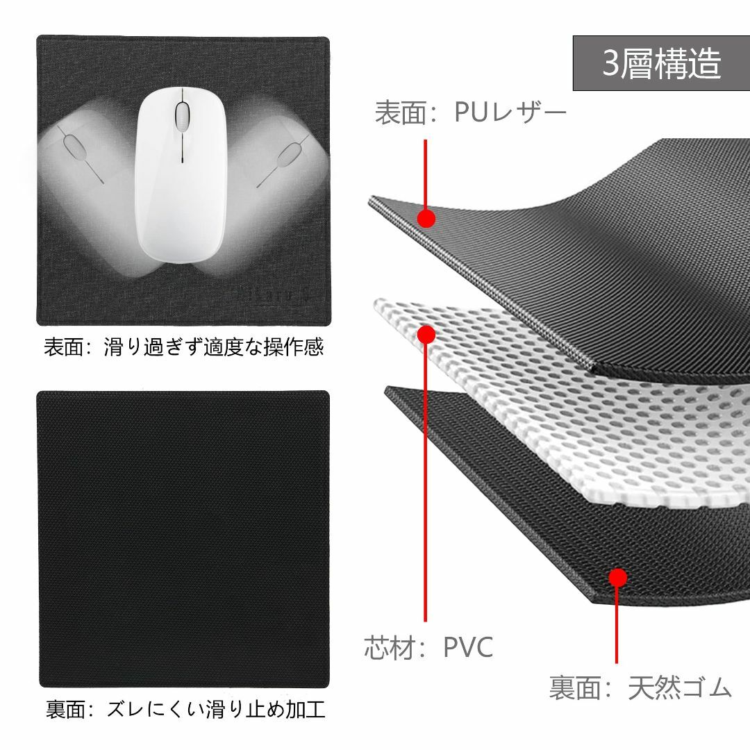 【色: ベージュ】Hikaru.G マウスパッド ハードタイプ 3層構造 綿麻柄 スマホ/家電/カメラのPC/タブレット(PC周辺機器)の商品写真