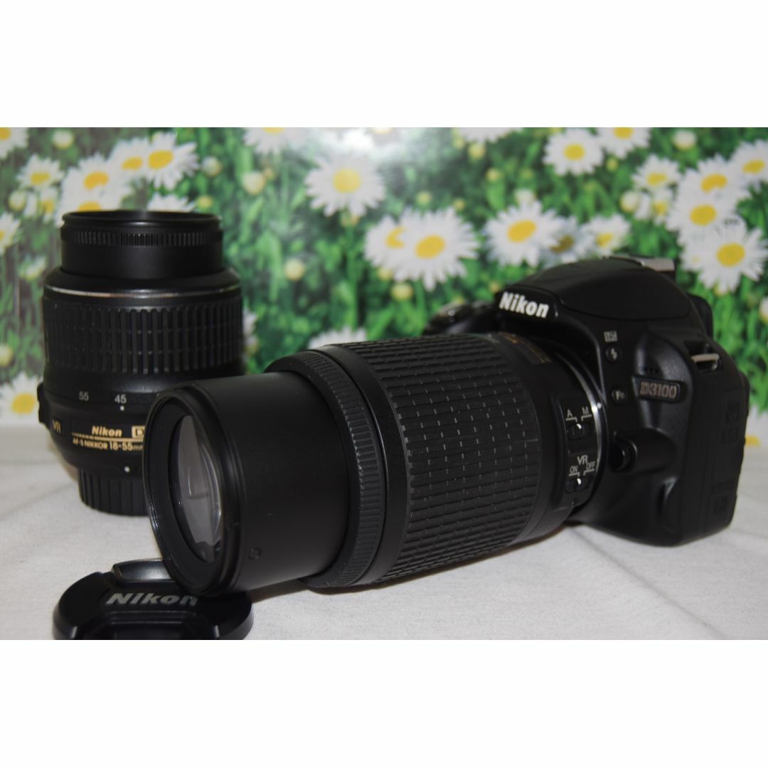 Nikon(ニコン)の【美品】Nikon D3100 ダブルズームキット❤スマホへ転送可能❤ スマホ/家電/カメラのカメラ(デジタル一眼)の商品写真