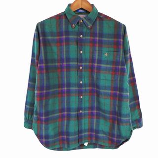 ペンドルトン(PENDLETON)の70年代 USA製 PENDLETON ペンドルトン LOBO ウール ボタンダウン 長袖シャツ 防寒  アメカジ グリーン (メンズ L) 中古 古着 O9149(シャツ)