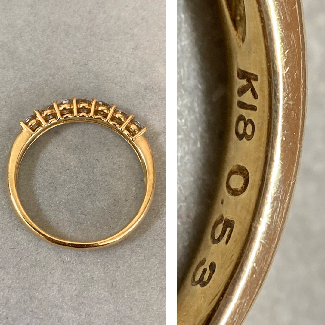 K18 0.53ct　ハーフエタニティ　ダイヤモンドリング レディースのアクセサリー(リング(指輪))の商品写真
