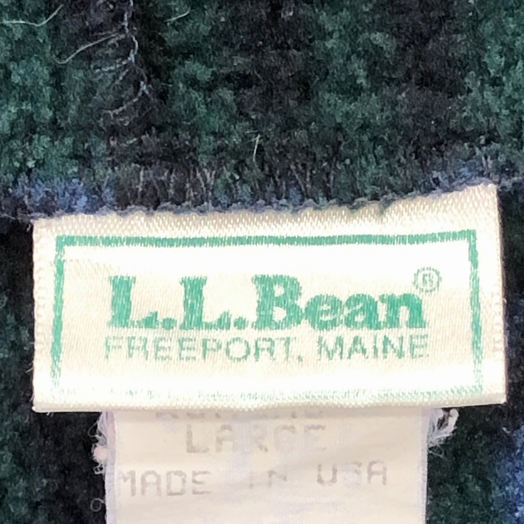 L.L.Bean(エルエルビーン)の80年代 USA製 L.L.Bean エルエルビーン フリースジップアップ パーカー アウトドア 総柄 グリーン (レディース LARGE) 中古 古着 O9231 レディースのトップス(パーカー)の商品写真