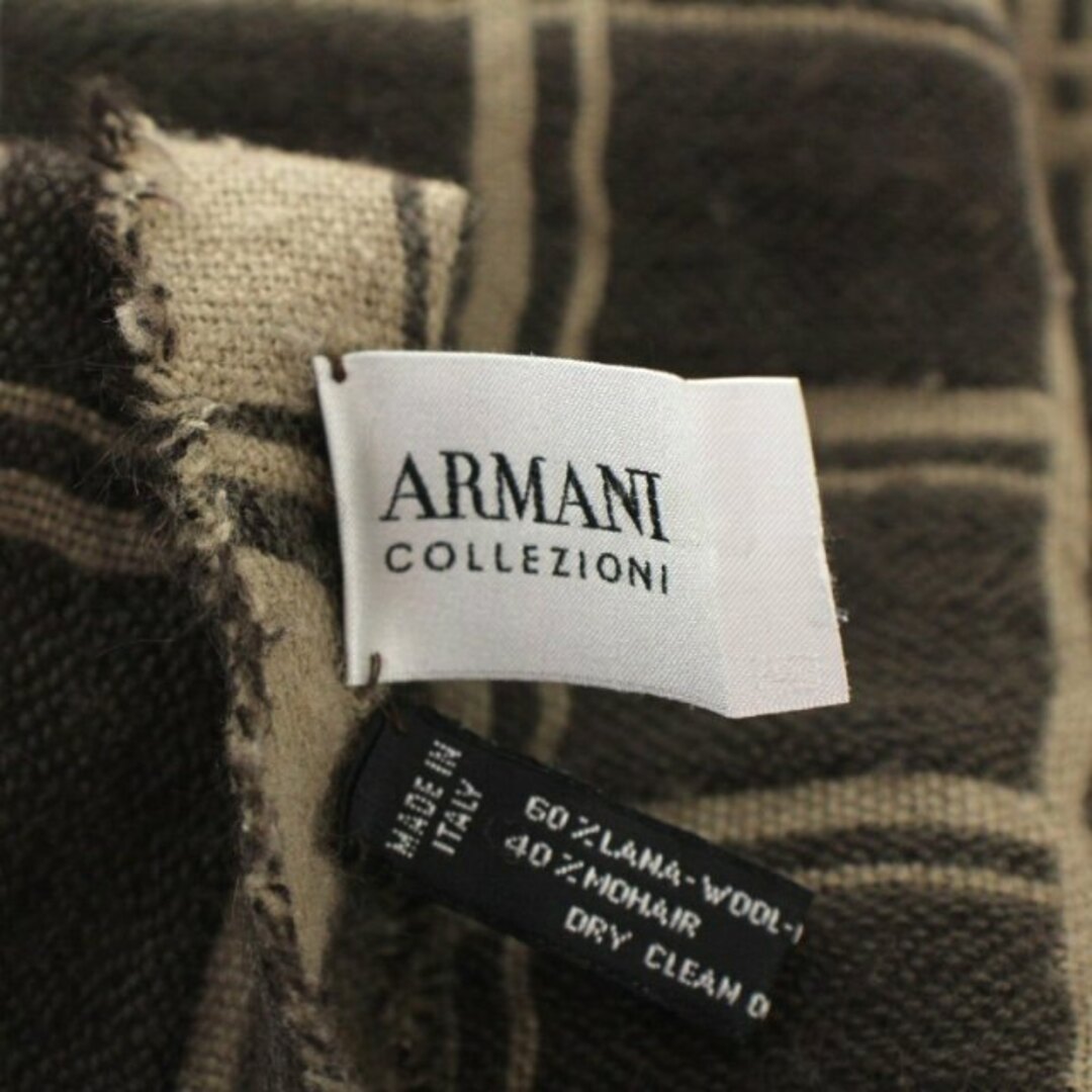ARMANI COLLEZIONI(アルマーニ コレツィオーニ)のアルマーニ コレツィオーニ マフラー チェック柄 茶 ブラウン ベージュ レディースのファッション小物(マフラー/ショール)の商品写真
