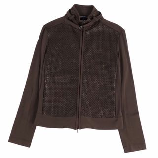 マックスマーラ(Max Mara)の美品 マックスマーラ S'Max Mara ジャケット レザー切り替え 編み込み ジャージー アウター レディース イタリア製 S ブラウン(その他)