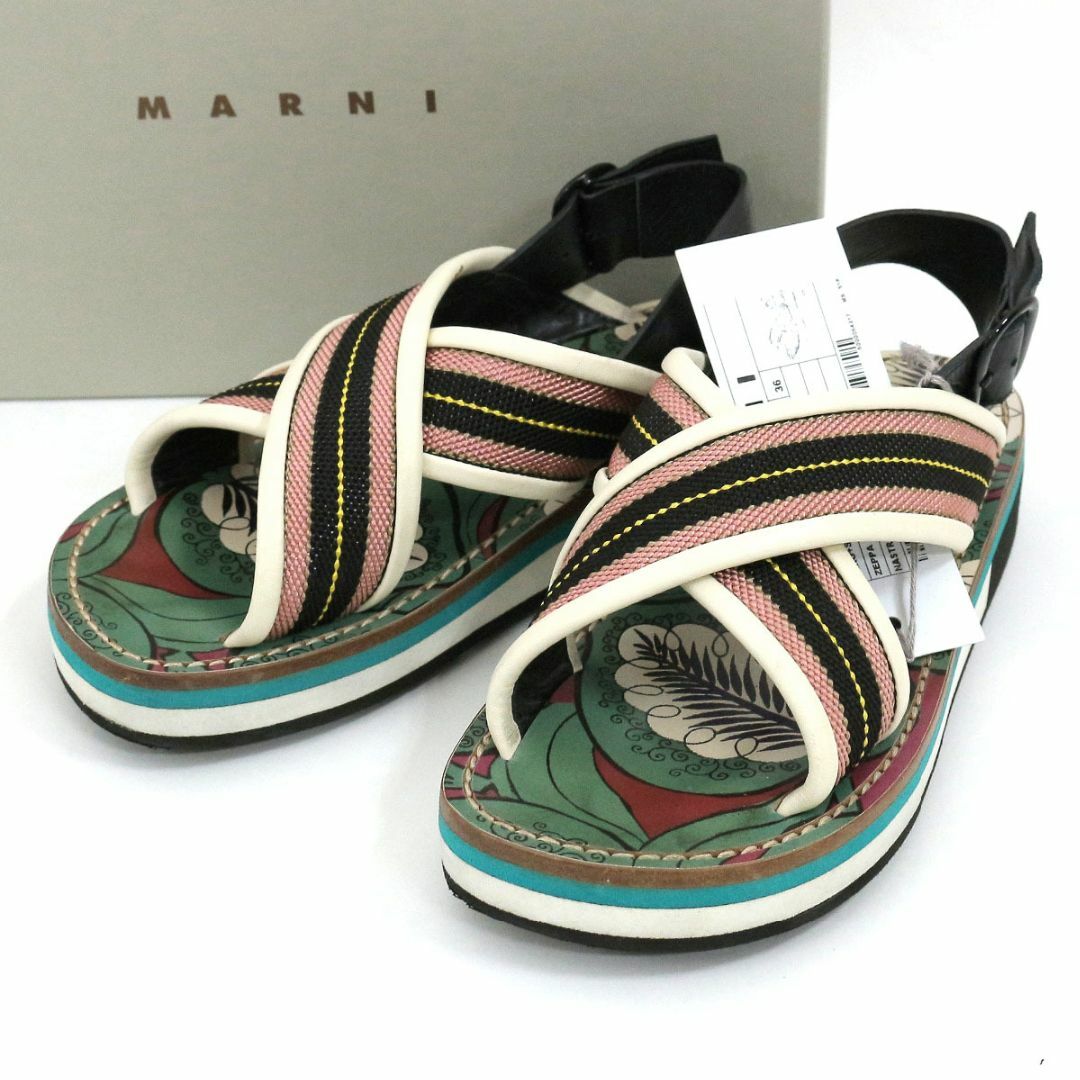 MARNI マルニ 18SS グラフィックプリントクリスクロスサンダル