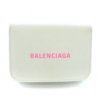 バレンシアガ(Balenciaga)のバレンシアガ コンパクトウォレット 三つ折り財布 レザー ロゴ 白 ピンク(財布)