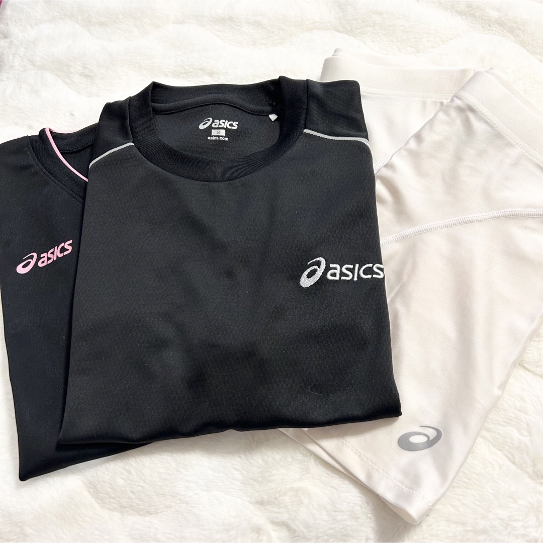 asics(アシックス)の【まとめ売り】asics Tシャツ スパッツ 黒 S アシックス スポーツ/アウトドアのランニング(ウェア)の商品写真