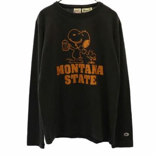 チャンピオン(Champion)のチャンピオン ピーナッツコラボ プリント 長袖 Tシャツ M グレー Champion PEANUTS レディース 古着 【231102】(Tシャツ(長袖/七分))