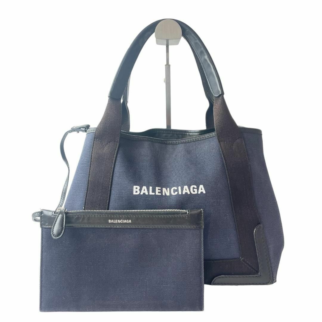 29480円 BALENCIAGA ネイビーカバス トートバッグ ポーチ付